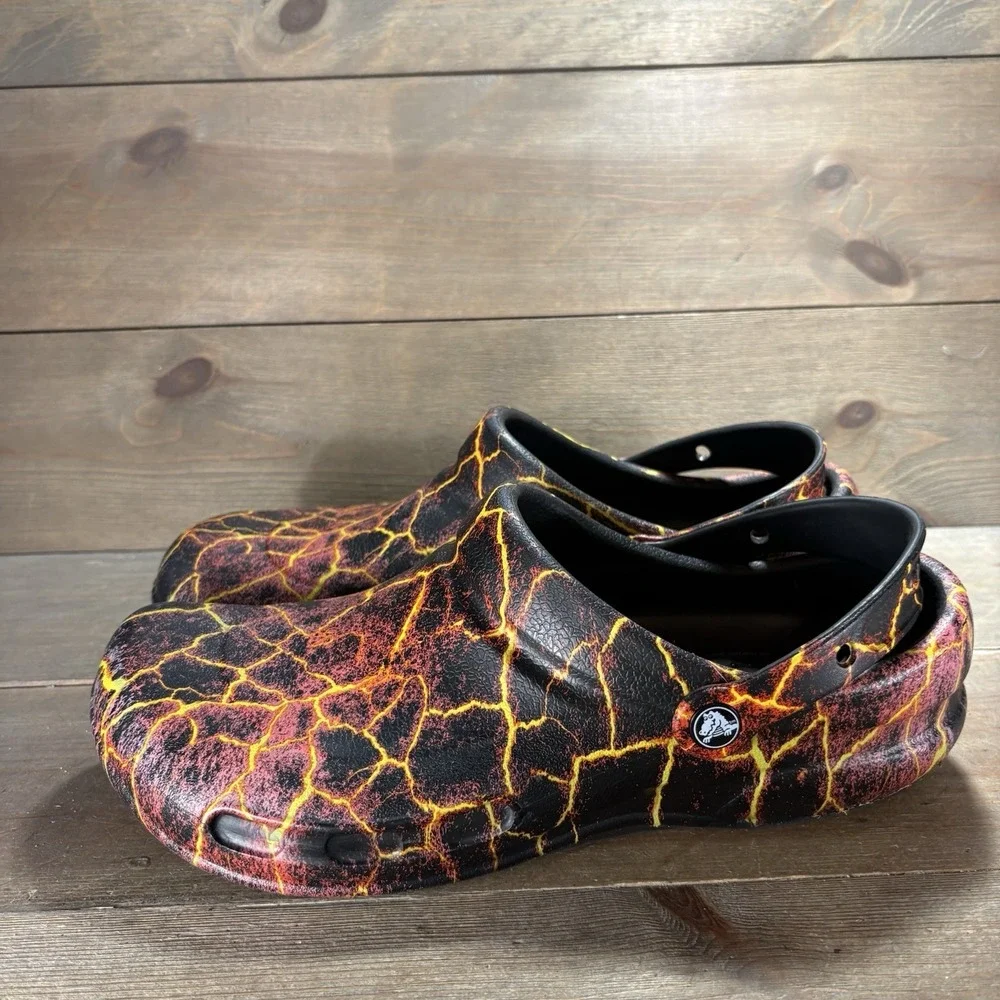 crocs bistro mens size 11 shoes black red lava slip resistant work clogs
